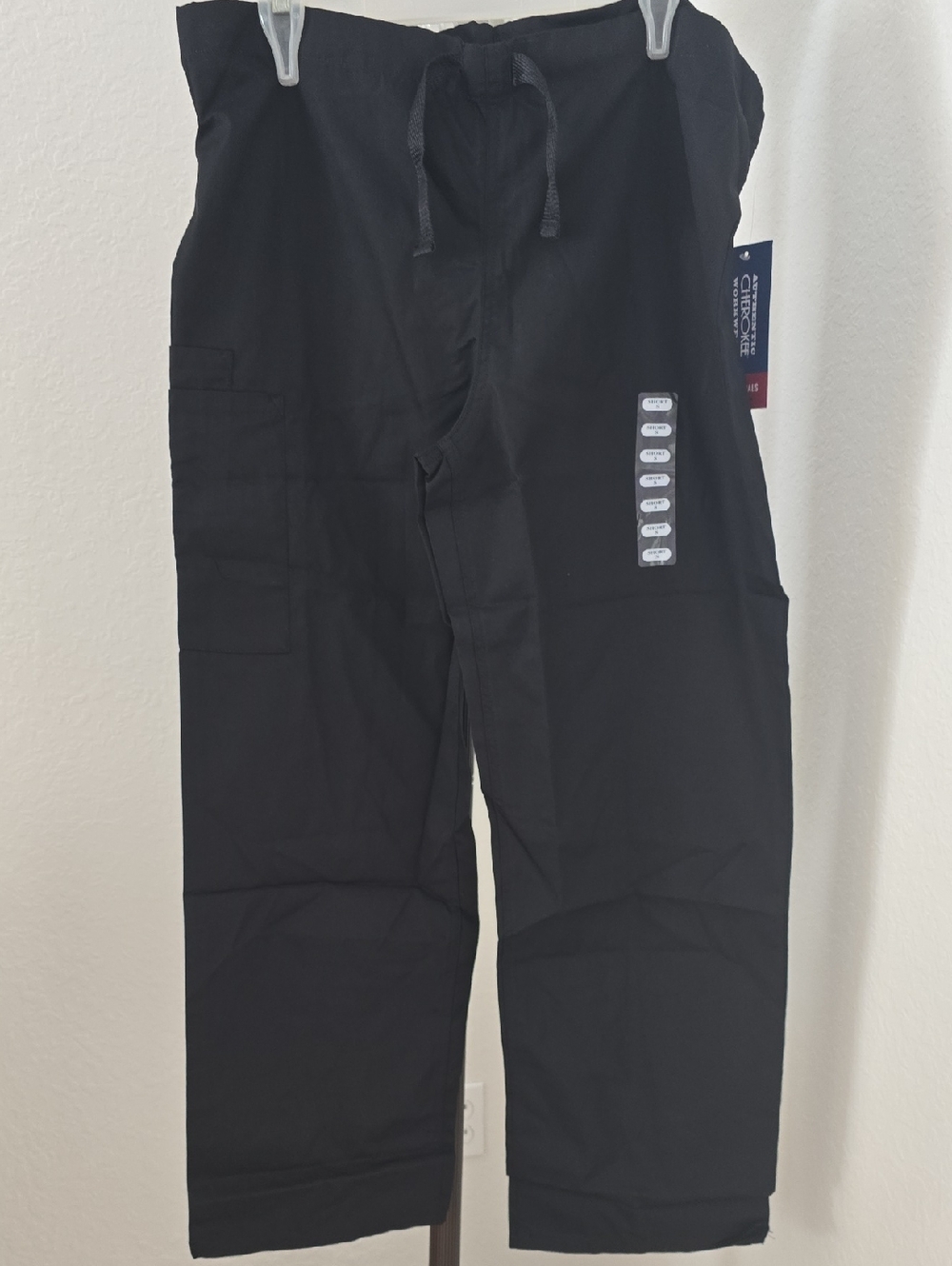 Women's Black Cargo Scrub Pants - Utility Drawstring Waist